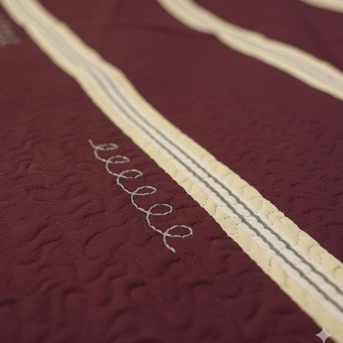 GENERICO - CUBRECAMA QUILT DE VERANO DELGADO DISEÑO MODERNO BURDEOS LINEAS DORADAS 1.5 PLAZA