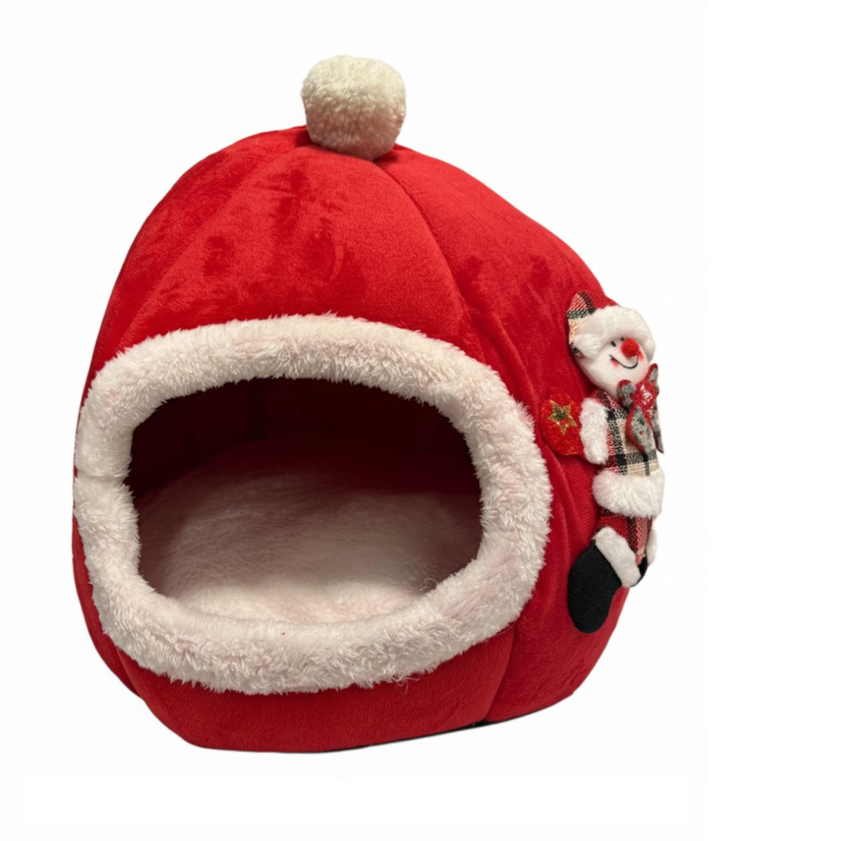 GENERICO - CAMA MASCOTA NIDO MUÑECO DE NIEVE COLOR ROJO