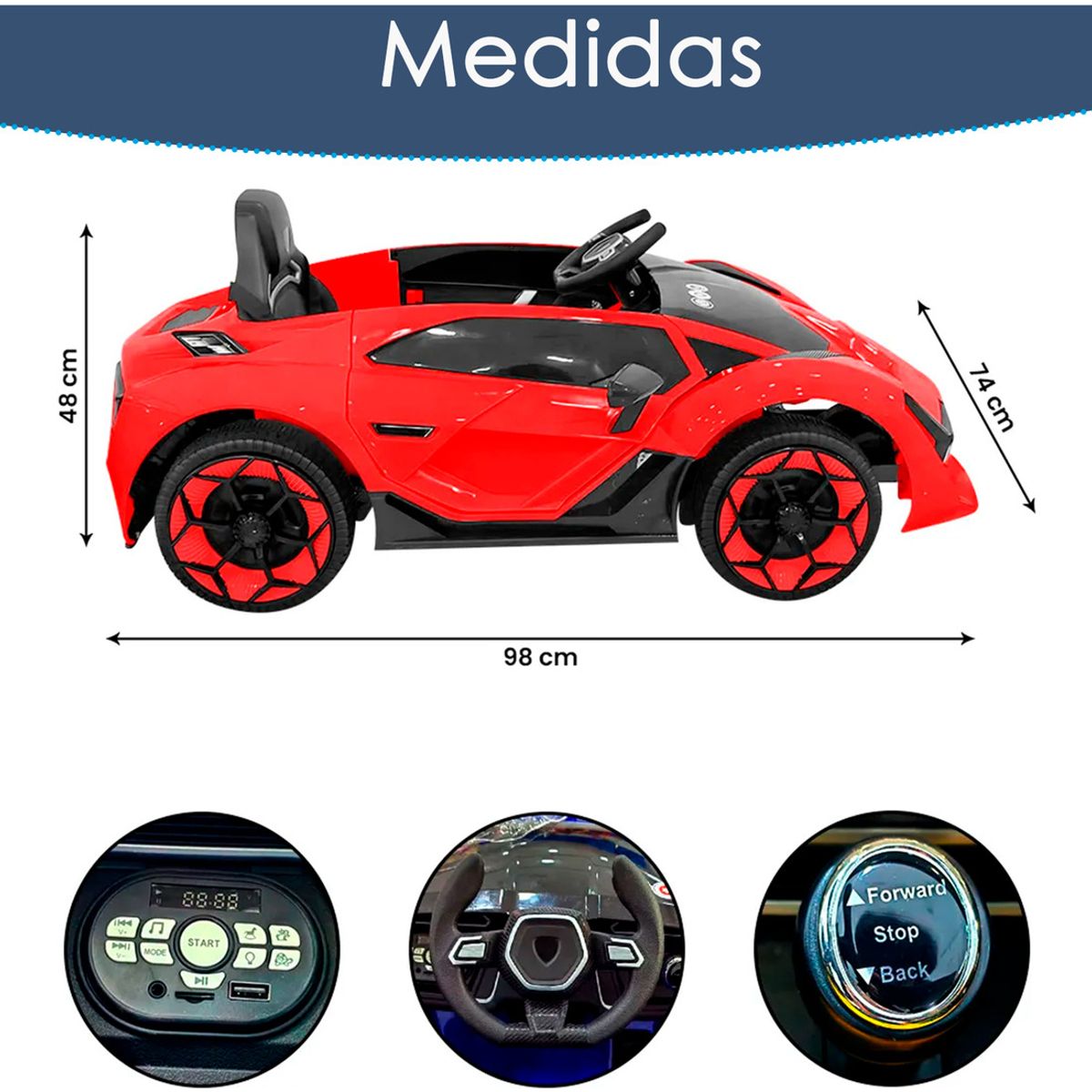 HOMEBRANDT - Auto Electrico Montable Lamborghini Boton De Reversa 6kmh Rojo