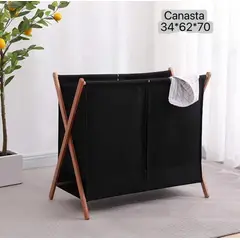 ANGELES DEL HOGAR - CESTA DOBLE DE MADERA PLEGABLE