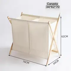 ANGELES DEL HOGAR - CESTA DOBLE DE MADERA PLEGABLE