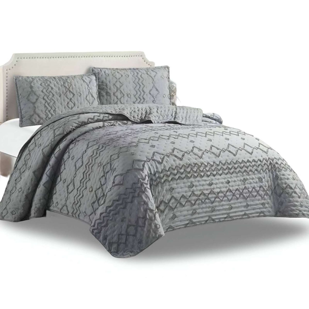 GENERICO - CUBRECAMA QUILT TUFTING DE LUJO SUAVE 2 PLAZAS_.