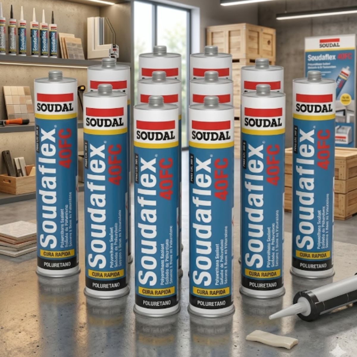 SOUDAL - Sellador De Poliuretano Gris 300 Ml. Soudaflex 40 Fc 12 Unidades