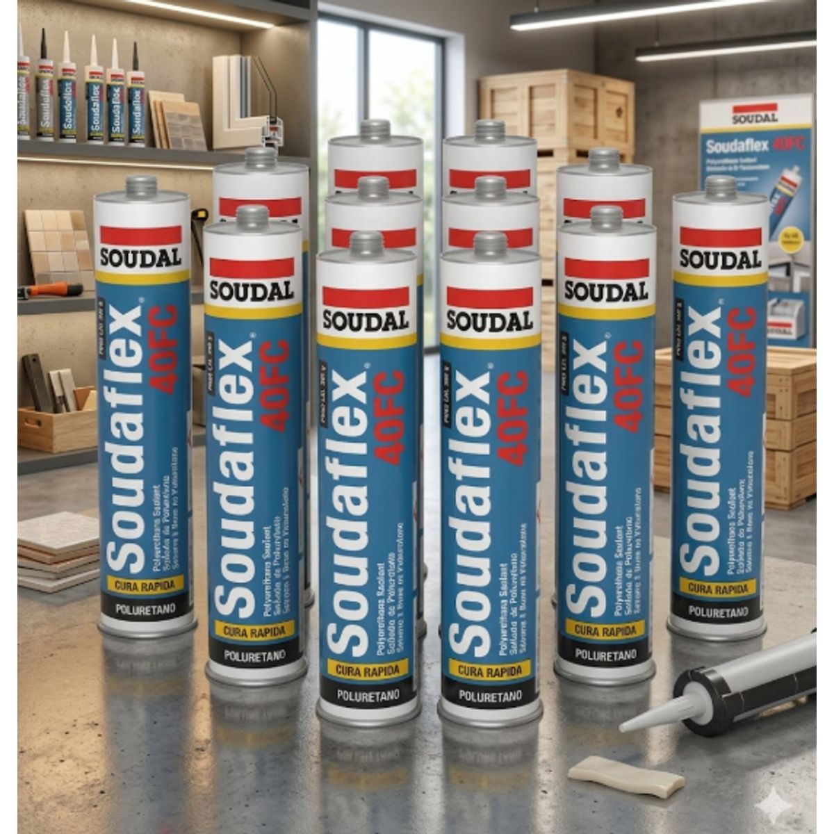 SOUDAL - Sellador De Poliuretano Gris 300 Ml. Soudaflex 40 Fc 12 Unidades