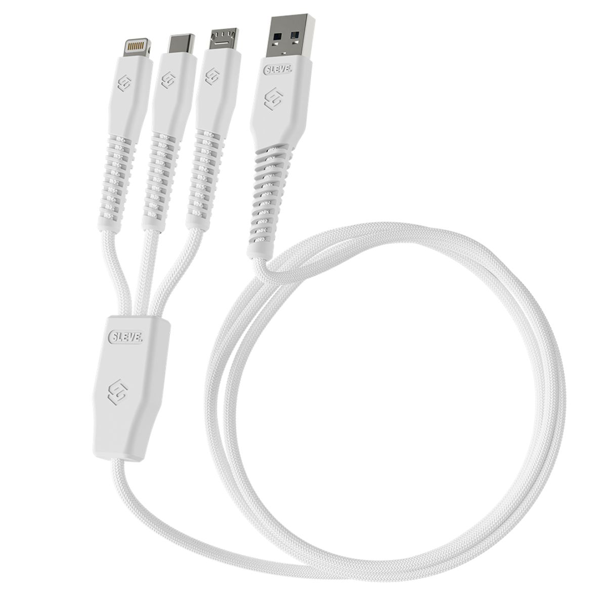 SLEVE - Cable Cargador Sleve Line X Usb A Triple Usb White