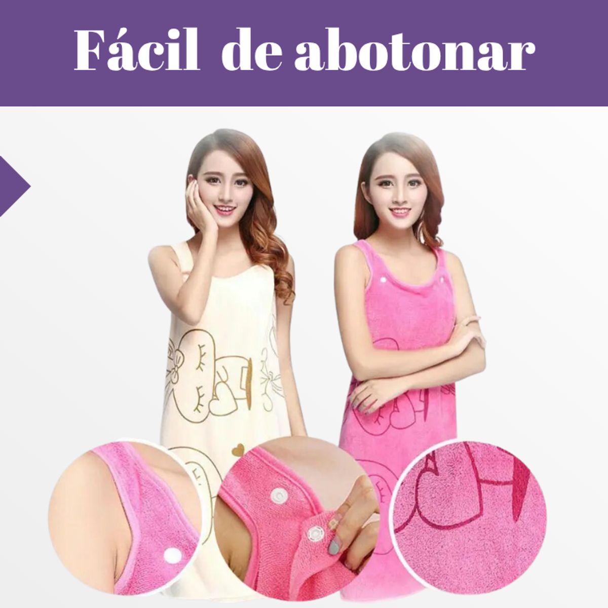 GARSIL - Bata De Baño Salida Ducha Microfibra Albornoz Mujer Rosa