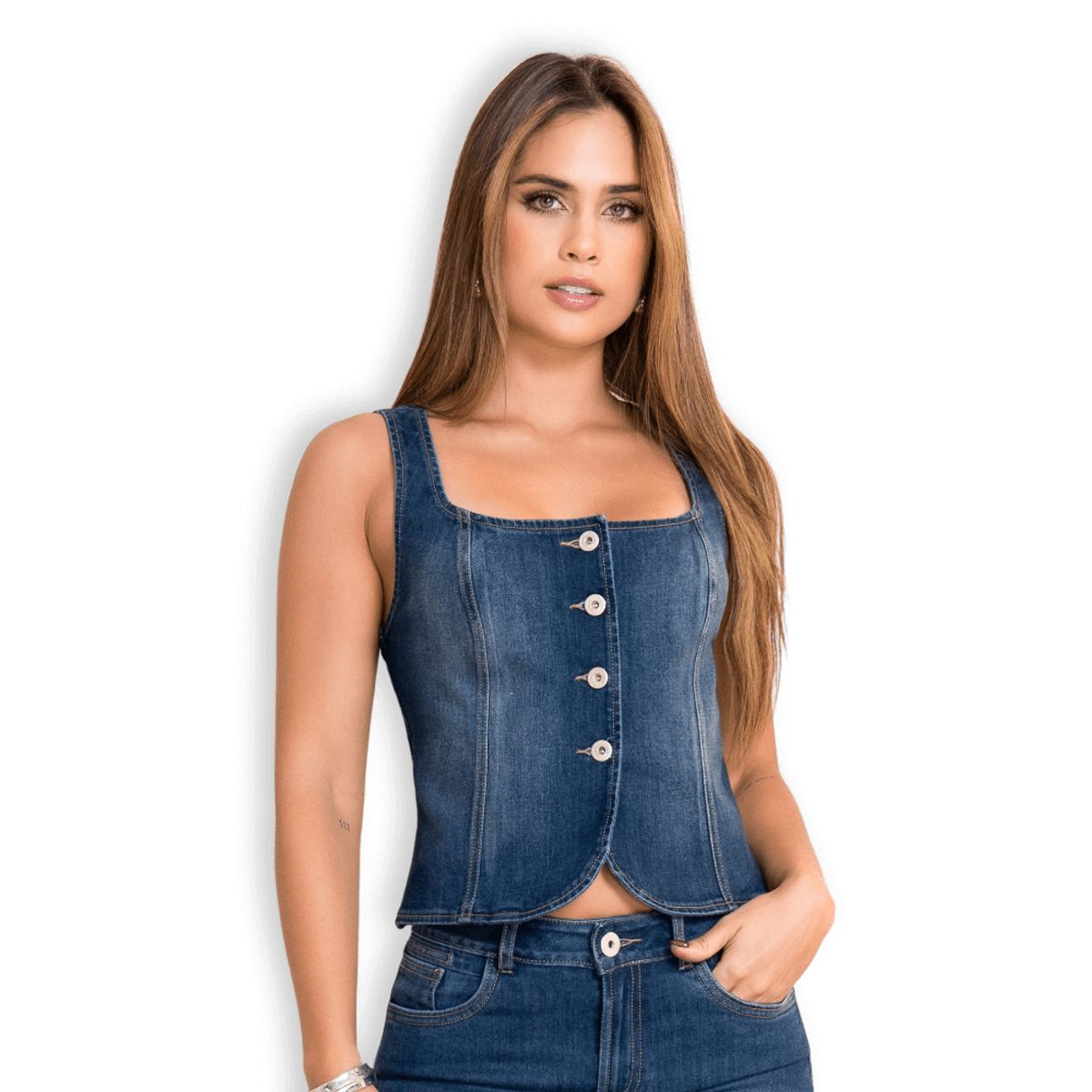 TRUCCOS JEANS - Blusa Mezclilla Tipo Corsé Mujer  Elasticada T03033724