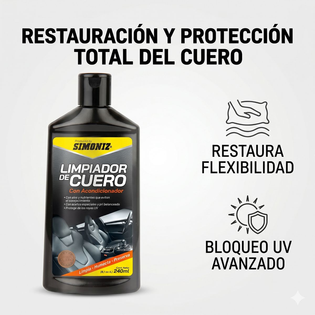 GENERICO - Limpiador de Cuero para Tapicería Simoniz 240 ml