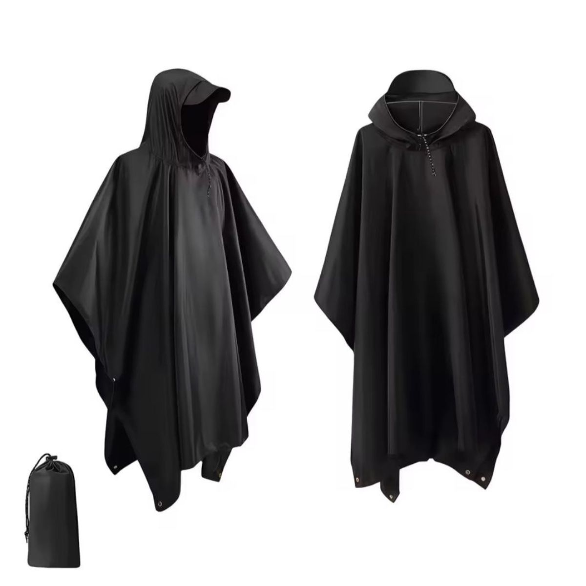 GENERICO - Poncho Impermeable Premium, Con Gorro 3 En 1 Capa De Lluvia Negro