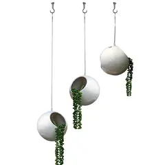 MALMAISON - Set, 3 Maceteros colgante de auto riego cerámica esmaltada