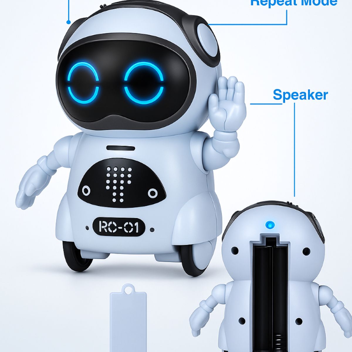 GENERICO - Robot Interactivo Rc-01 Pocket Robots Con Voz Y Luces AZ
