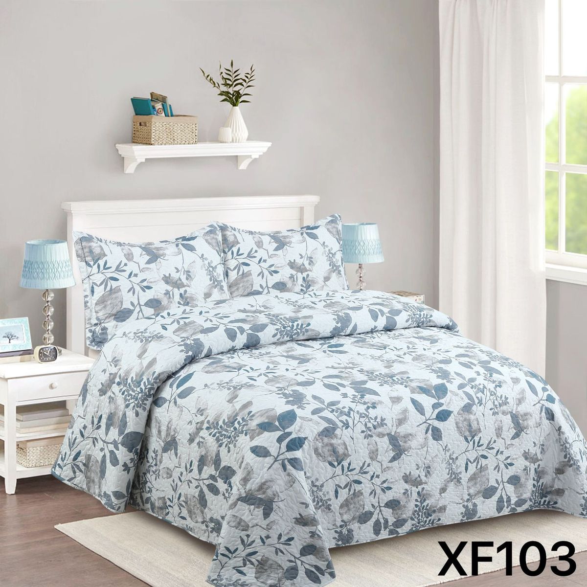 GENERICO - Cubrecama Quilt 2 plazas hojas