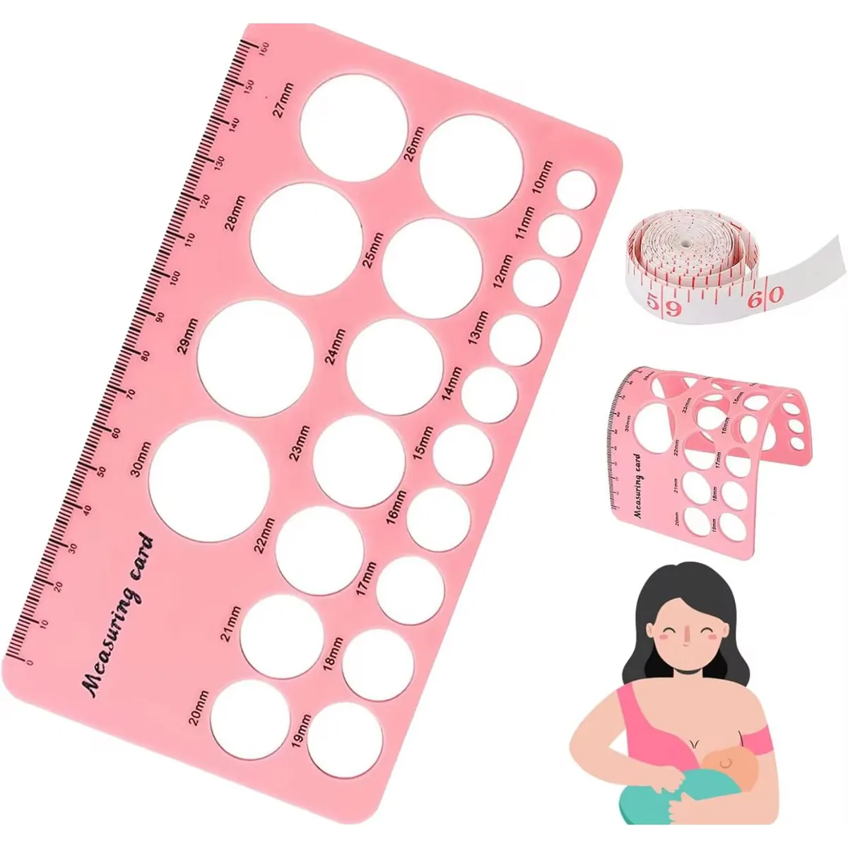 GENERICO - Regla Medidora Talla Pezones Mas 3 Insertos Extractor Leche