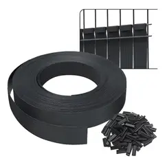 MUNDO MAGIA - Cinta Cubre Cerco Pvc 60m En Color Negro + 100pcs Pinzas