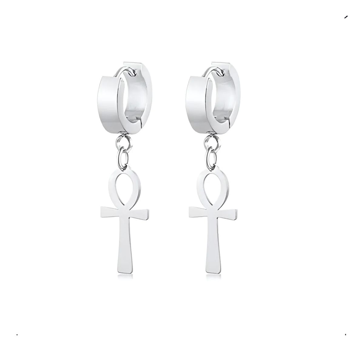 GENERICO - Aros Punk Cruz Egipcia Silver Hombre Mujer Moda Royal Madriz