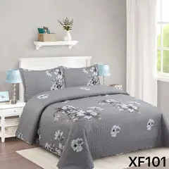 GENERICO - Cubrecama Quilt 2 plazas gris flor