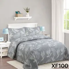 GENERICO - Cubrecama Quilt 2 blanco hojas verde