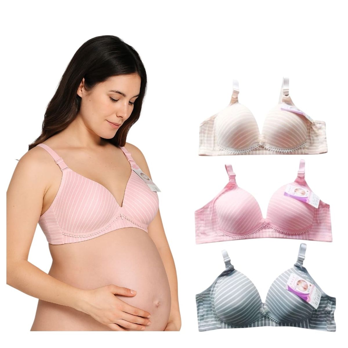 FASHIONS - Pack tres sostenes maternales lactancia algodón