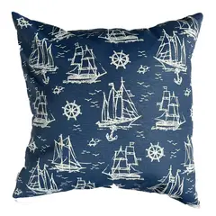 ELIZABETH PEPER - Funda Cojin Decorativo Diseño Barcos Azul 50x50