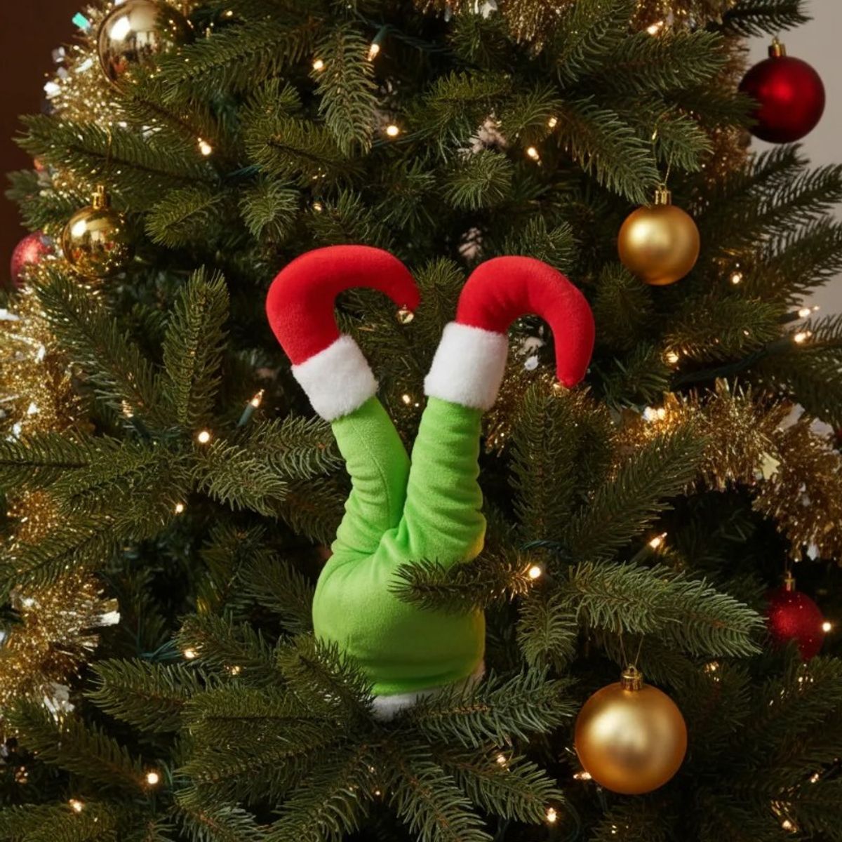 THIS IS FELIZ NAVIDAD - Decoración Patas Piernas Móviles Ayudante Santa Para Árbol