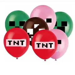 GENERICO - Pack 12 Globos Creeper Verde Fiesta Gamer Tnt Pixel Infantil