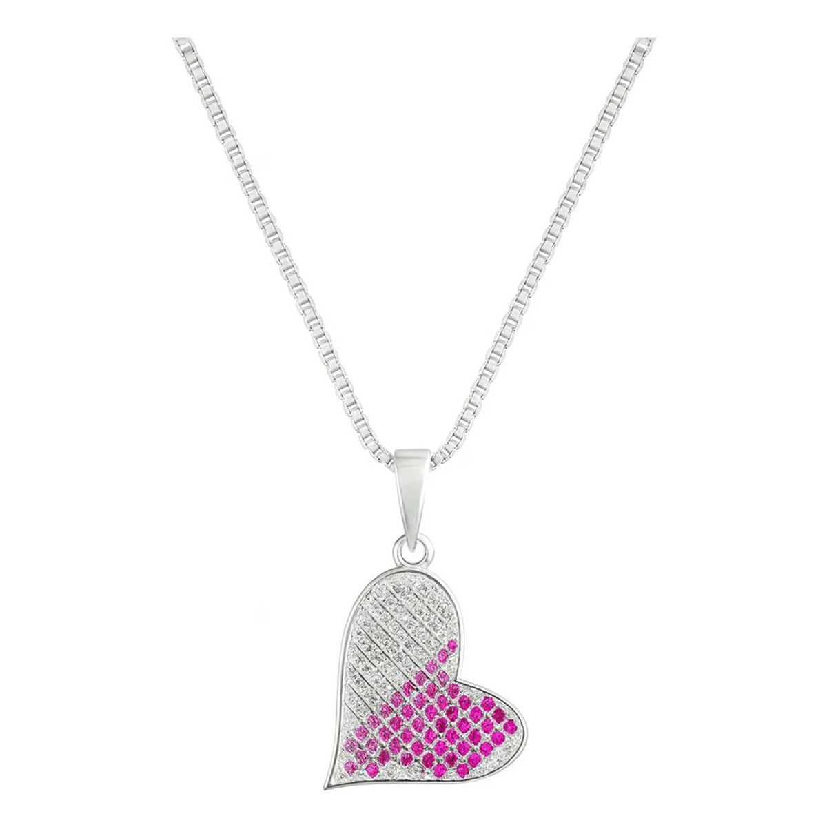 VOUSEZ - Collar plata 925 corazón rosa mujer joya