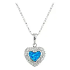 VOUSEZ - Collar plata 925 corazón azul mujer joya