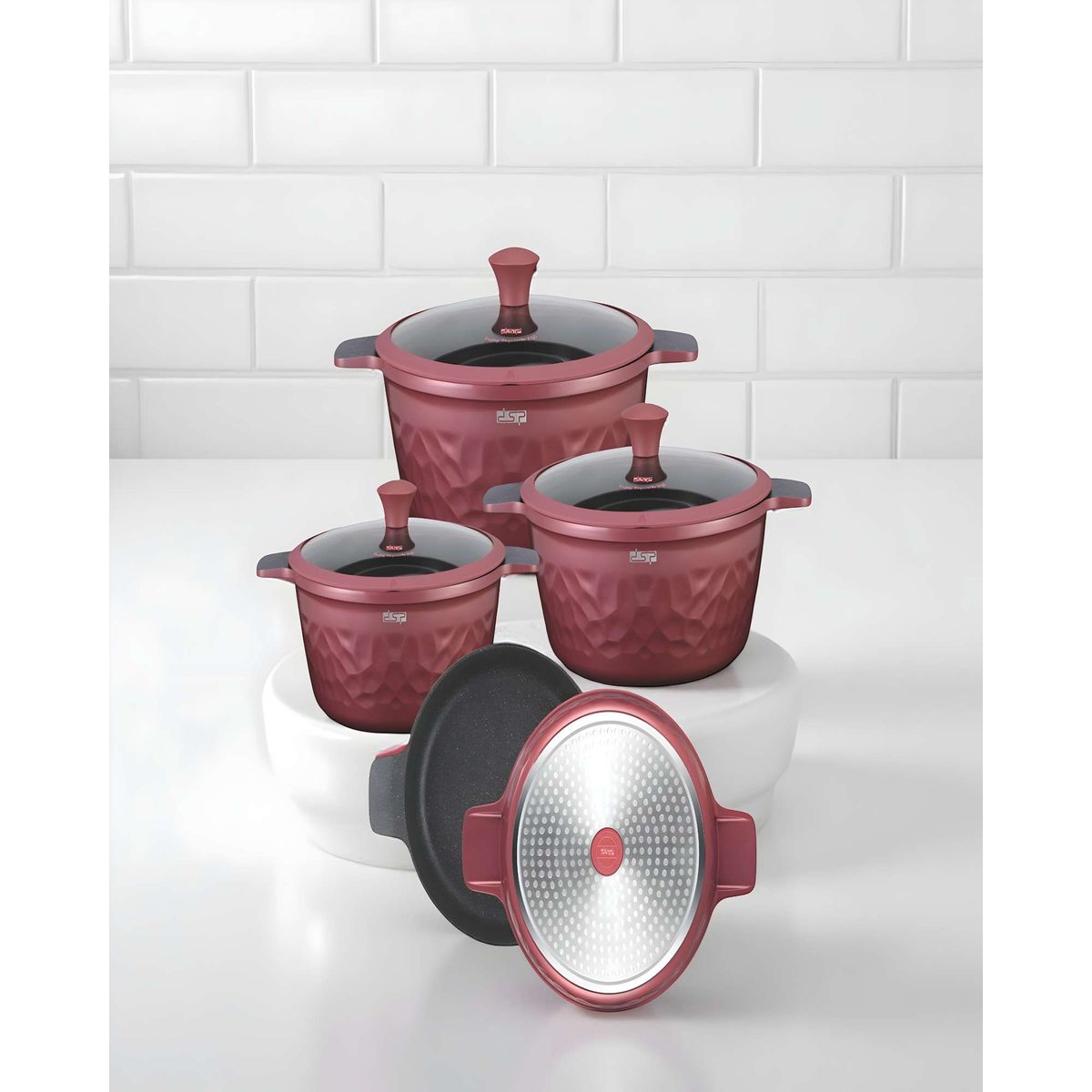 GENERICO - SET DE OLLAS DE COCINA 7 PIEZAS MORADO
