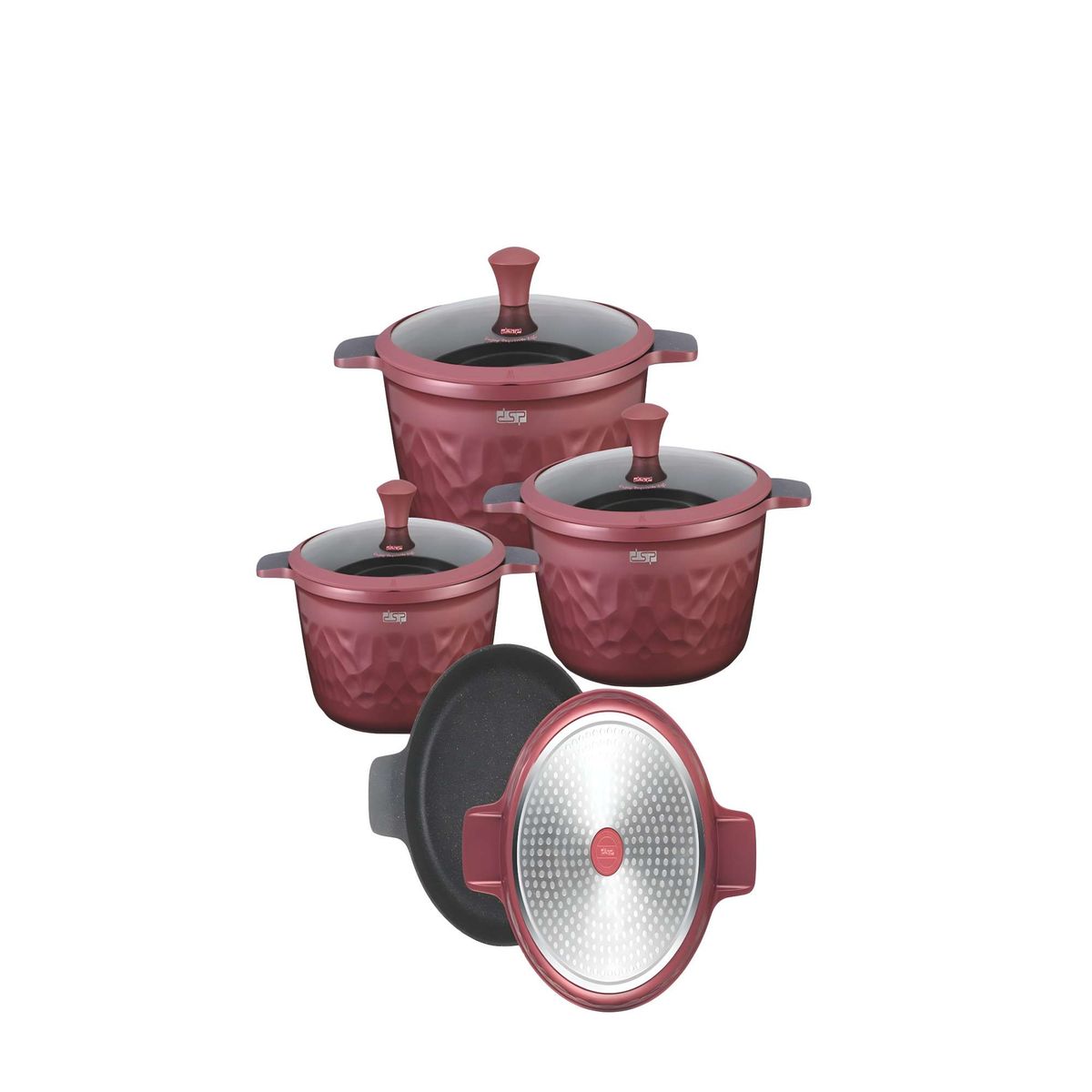 GENERICO - SET DE OLLAS DE COCINA 7 PIEZAS MORADO