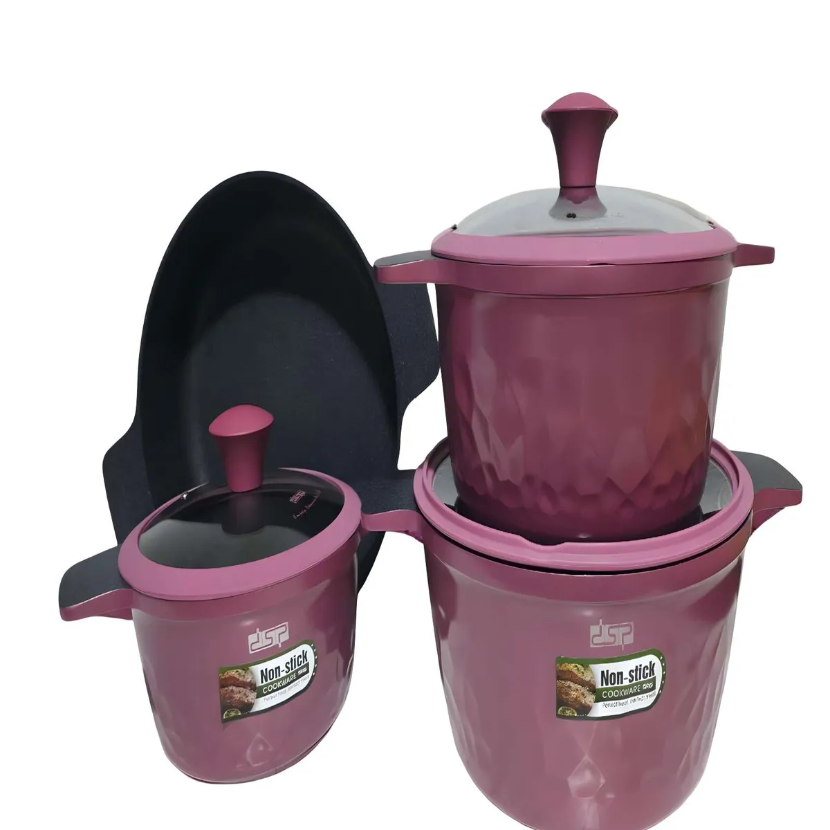 GENERICO - SET DE OLLAS DE COCINA 7 PIEZAS MORADO
