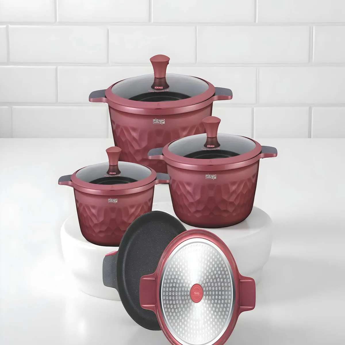 GENERICO - SET DE OLLAS DE COCINA 7 PIEZAS MORADO