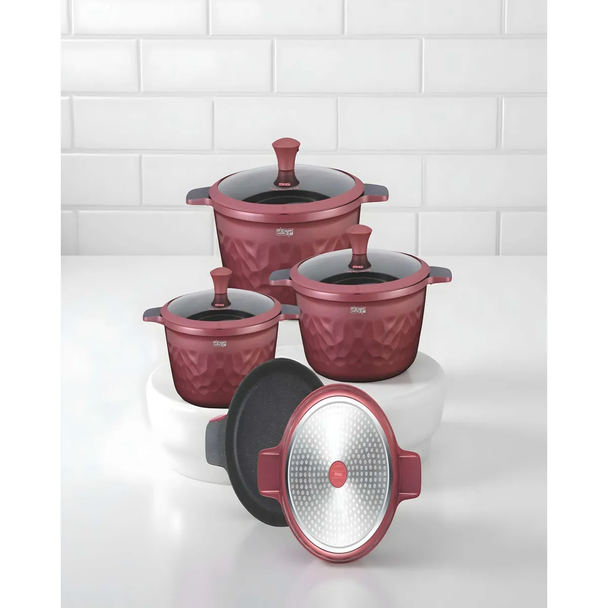 GENERICO - SET DE OLLAS DE COCINA 7 PIEZAS MORADO