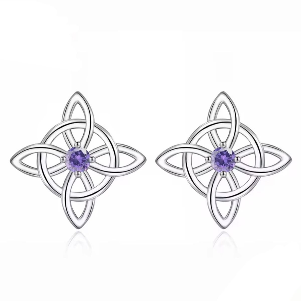 GENERICO - Aros nudo de bruja amatista plata 925 joya mujer