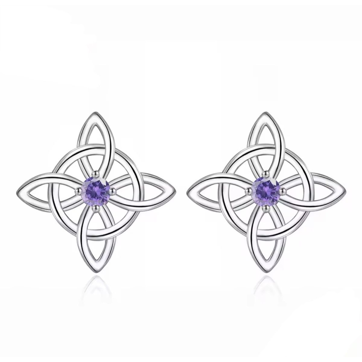 GENERICO - Aros nudo de bruja amatista plata 925 joya mujer