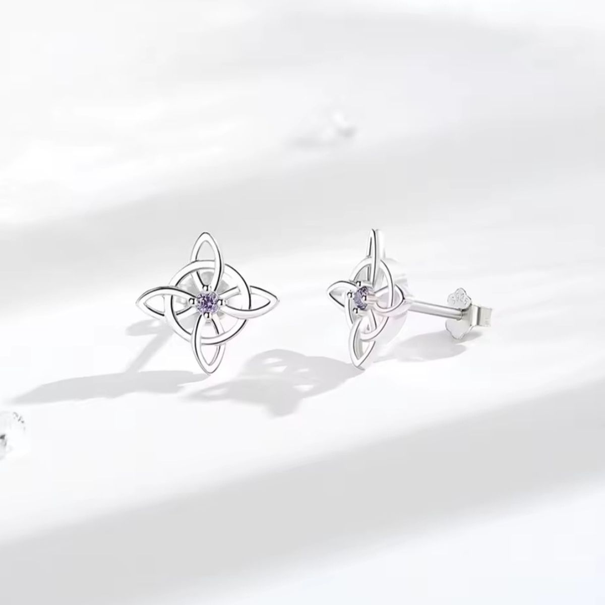 GENERICO - Aros nudo de bruja amatista plata 925 joya mujer