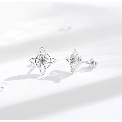 Imagen 2 del producto Aros nudo de bruja amatista plata 925 joya mujer