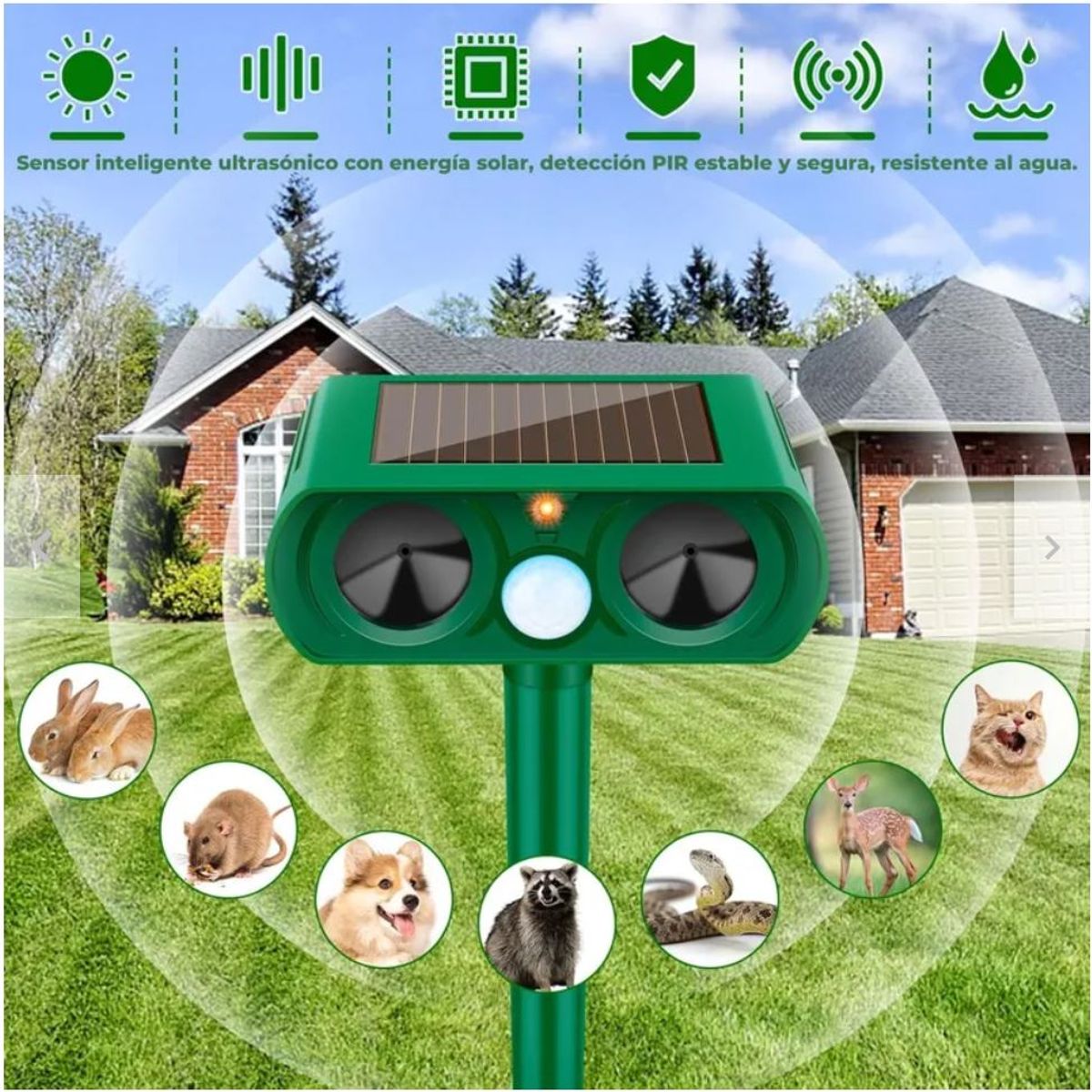 MOVI - Repelente Ultrasónico Solar Ecológico para Jardín y Exteriores