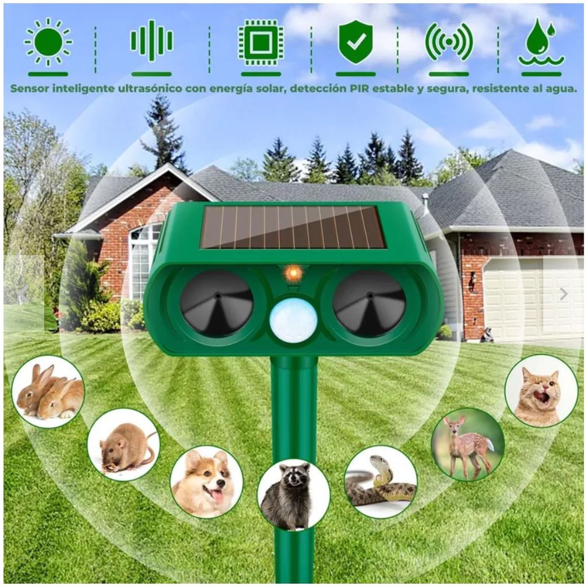 MOVI - Repelente Ultrasónico Solar Ecológico para Jardín y Exteriores