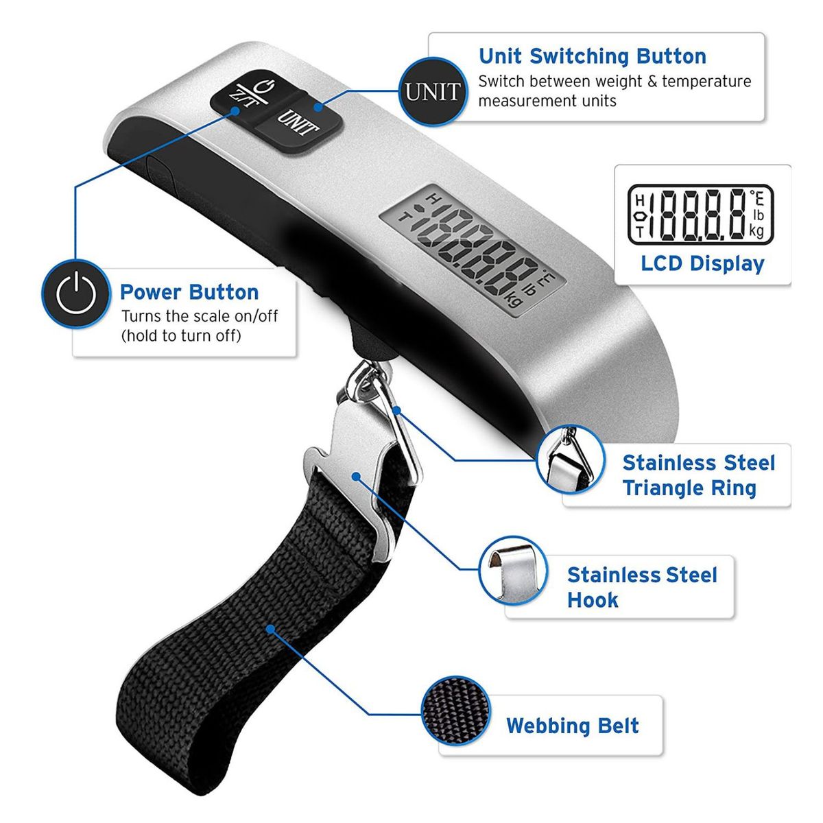 GENERICO - PESA DIGITAL PARA EQUIPAJE DE VIAJE AA17