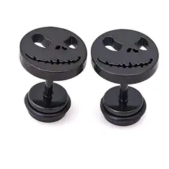 GENERICO - Aros Punk Hombre Mujer Calavera Halloween Black Earing Royal Madriz