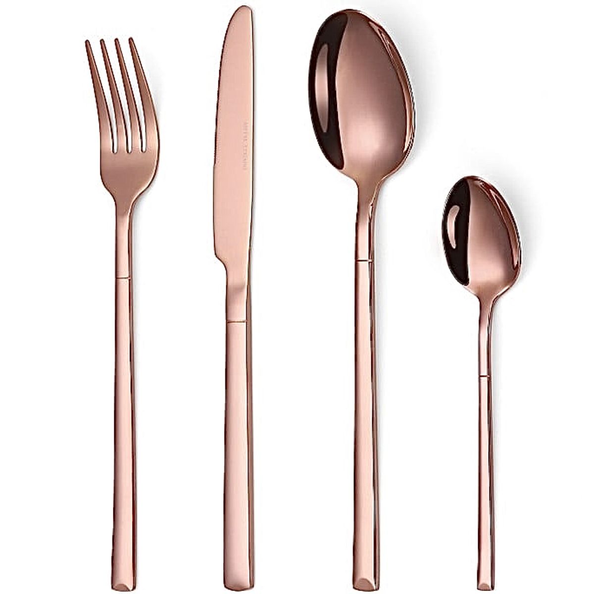 LUGANO - Juego de Cubiertos 24 Piezas de acero Inoxidable Color Oro Rosa