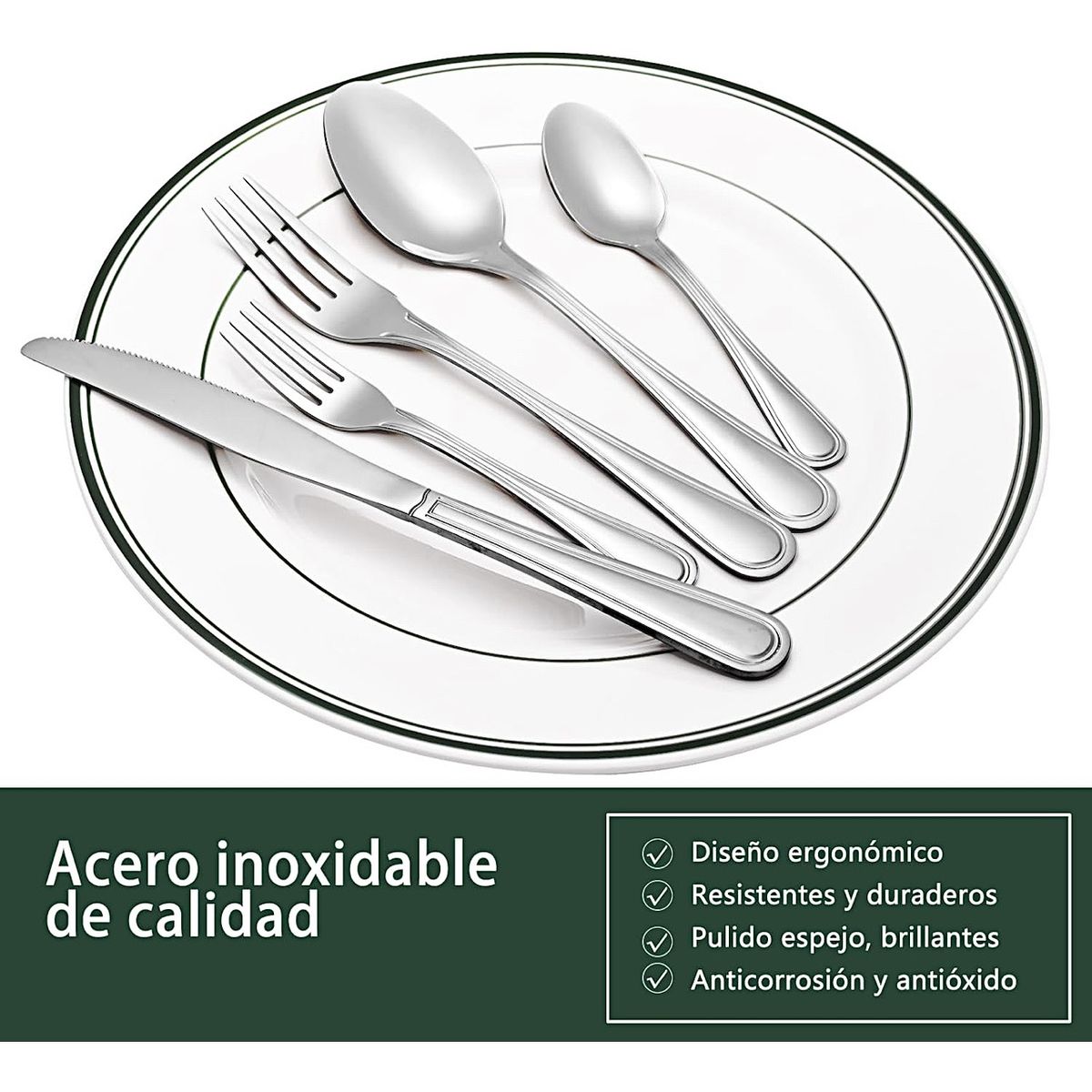 LUGANO - Juego de cubiertos 42 piezas de acero inoxidable