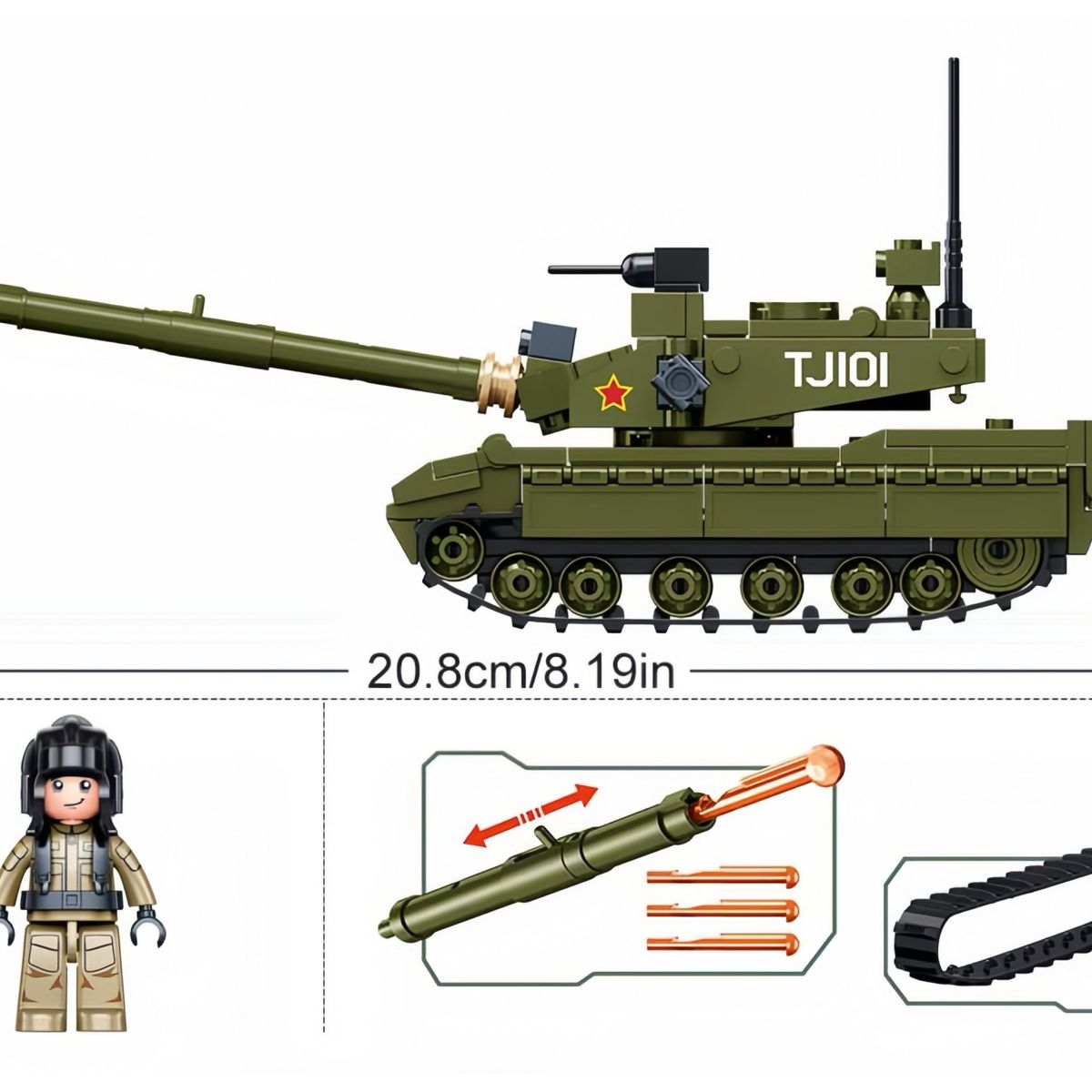AZULAMAR - Juguete Bloques De Militar Tanque Carro de combate Regalo