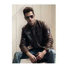 ROYAL - Chaqueta De Cuero Genuino Storm Hombre Motociclista