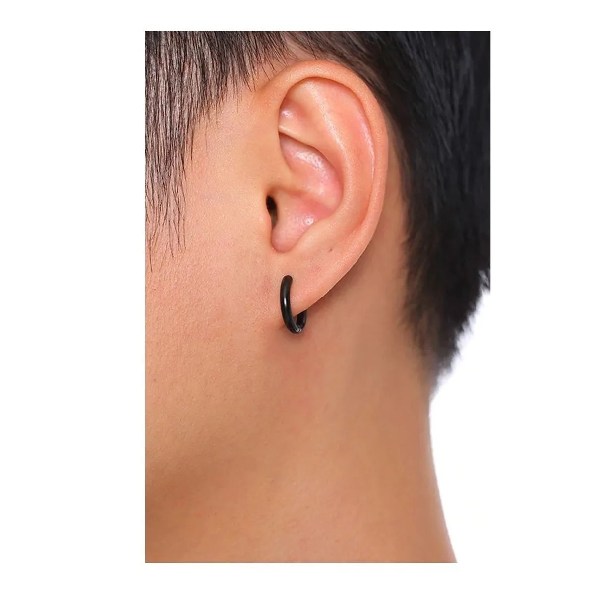 GENERICO - Aros 12mm Punk Hombre Mujer Black Manba Earing