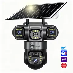 GENERICO - Cámara De Seguridad Solar Eluxus 4G Chip 360° Full Hd App Exterior 10x Negro
