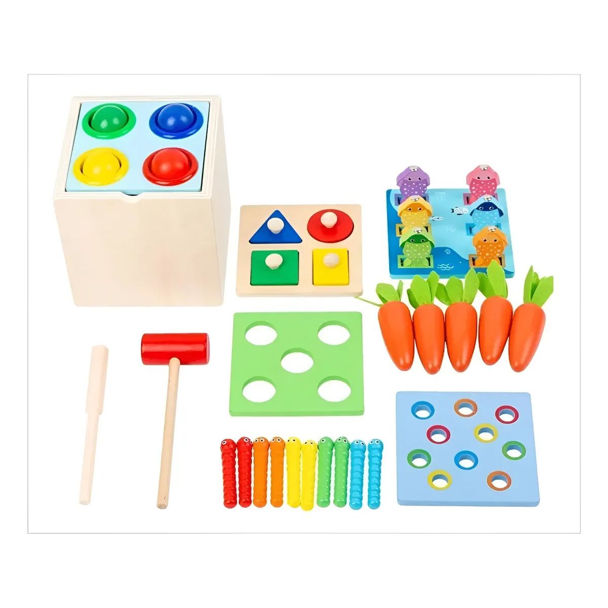 GENERICO - Montessori Juguete 5 En 1 De Madera Didáctico Para Niños Beige