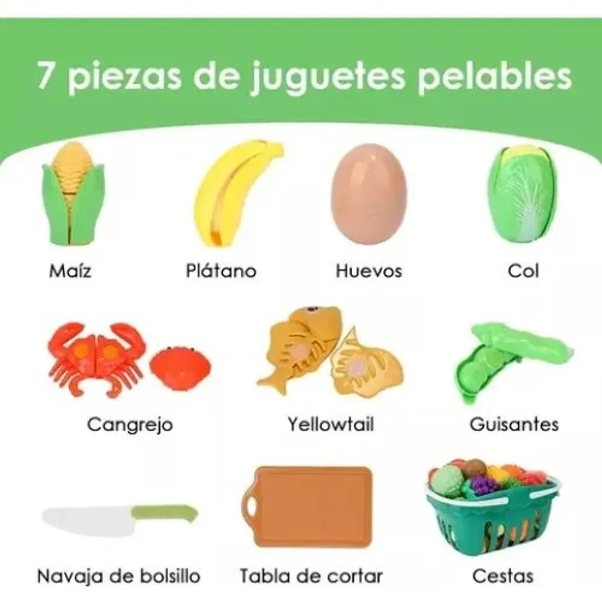 GENERICO - Juguete De Corte De Cocina De Frutas Y Verduras 51 Piezas