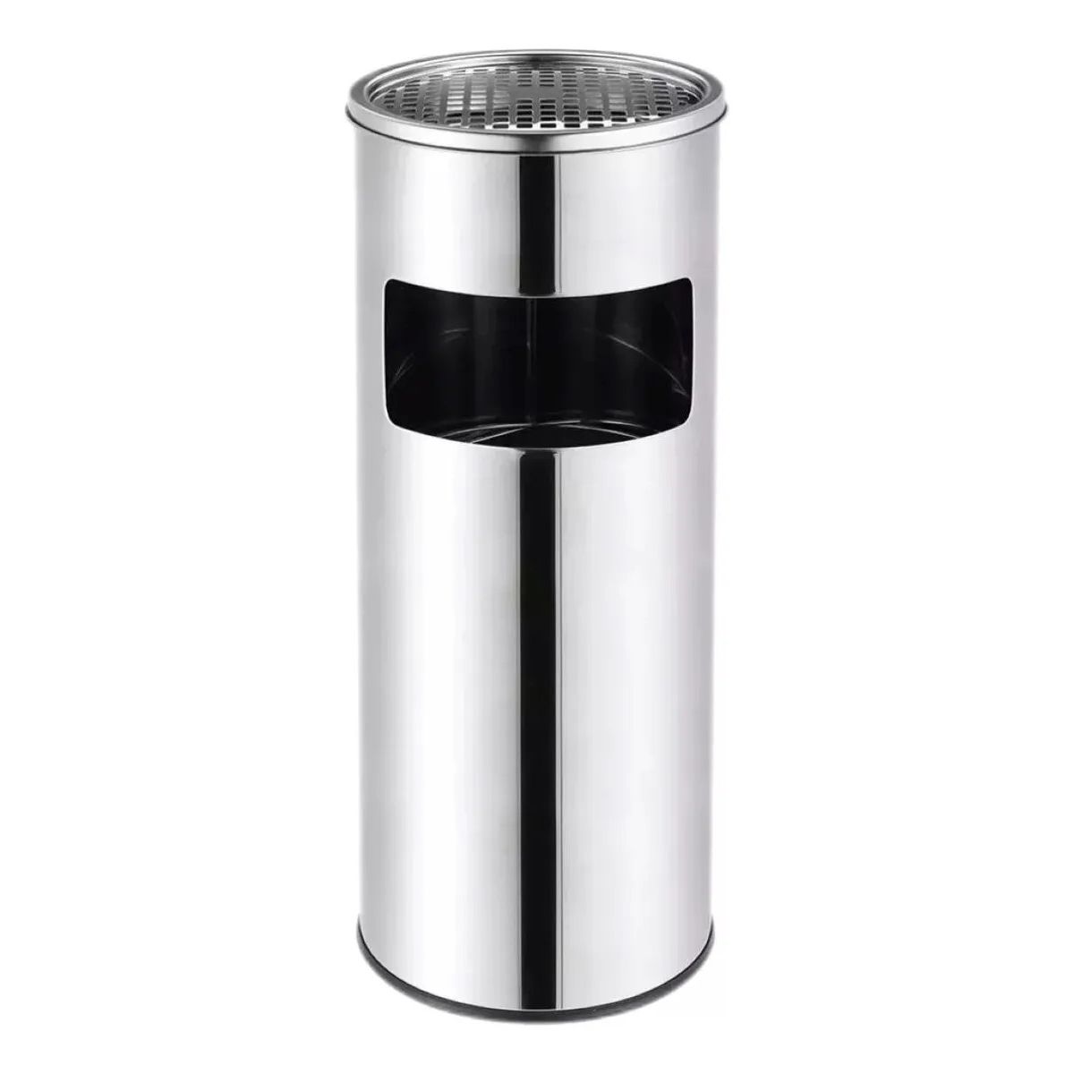 GENERICO - Basurero Cenicero Circular Acero Inox 18 Litros Plateado