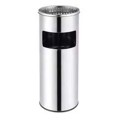 GENERICO - Basurero Cenicero Circular Acero Inox 18 Litros Plateado